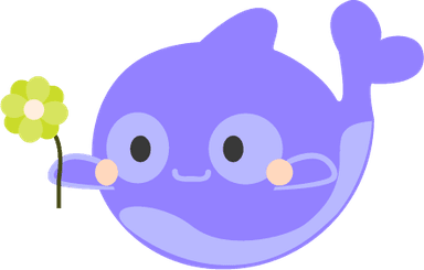 whale holding a flower