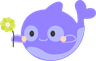 whale holding a flower